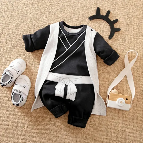 Vista 2 de RELABTABY Lindo mameluco de anime para recién nacido, para Halloween, cosplay, ropa