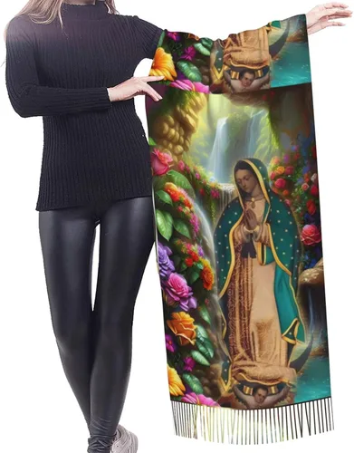 Vista 2 de Waygotee Our Lady Of Guadalupe Virgin Mary Soft Cashmere - Bufandas ligeras para mujer, chales grandes y envolturas de regalo de Navidad, Aa-08