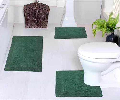 Vista 22 de Home Weavers Luxury Collection 100% Cotton Reversible Bathroom Rugs Set, Washable Rug, Soft Cotton Extra Soft and Absorbent Bath Rug, Kitchen Mat, 2