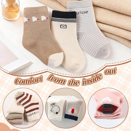 Vista 5 de Calcetines suaves y cómodos a media pantorrilla para bebés y niños pequeños, paquete de 5, unisex, perfectos para edades de 0 a 5 años