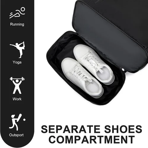 Vista 7 de seyfocnia Mochila de gimnasio para hombres, bolsa de gimnasio impermeable con compartimento para zapatos, bolsa de viaje ligera, mochila deportiva