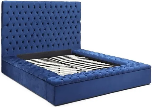 Vista 12 de Pemberly Row Cama de plataforma tamaño Queen con cabecero, pie de cama, plataforma, listones de madera en terciopelo, con almacenamiento en negro