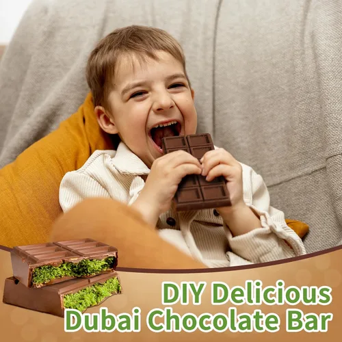 Vista 13 de Juego de moldes de chocolate Dubai 2 piezas, moldes de barra de chocolate de silicona grandes y gruesos de 0.79 pulgadas de profundidad y raspador