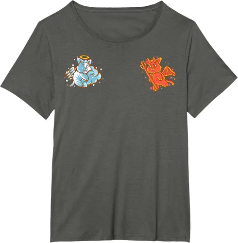 Vista 97 de Camiseta de gato ángel y diablo sentado en tu hombro Nerd Kitten, Negro