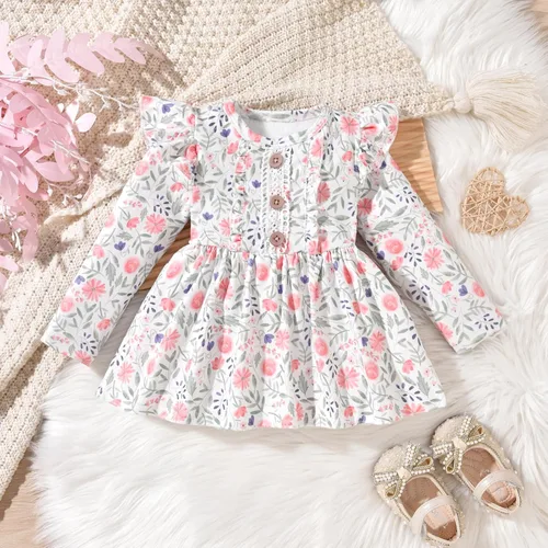Vista 5 de HINTINA Conjunto de ropa de 2 piezas para niña pequeña con volantes y manga larga