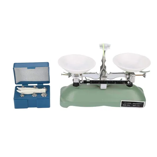 Vista 5 de Báscula de equilibrio estudiantil con pesas, báscula de equilibrio mecánico de laboratorio para enseñar medición, balanza de balanza
