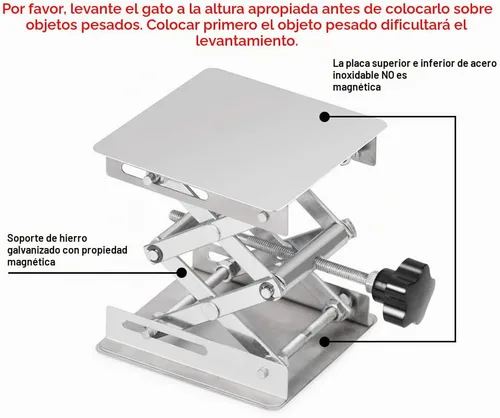 Vista 2 de stonylab Gato de tijeras de laboratorio de 4 x 4 pulgadas, soporte de laboratorio de acero inoxidable de 3.937 x 3.937 in, plataforma de soporte