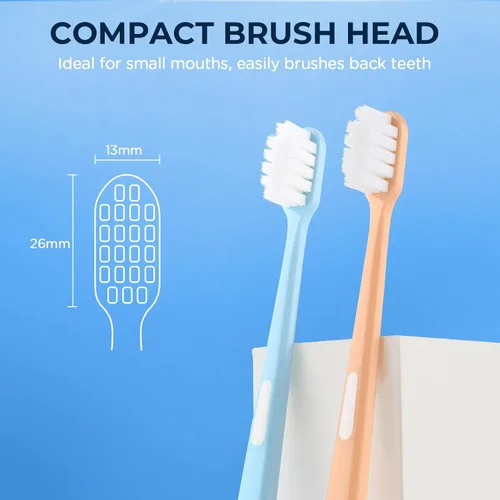 Vista 6 de Cepillo de dientes extra suave para encías sensibles, cepillo de dientes de cabeza compacta con cerdas suaves con 10000 cerdas micro nano suaves
