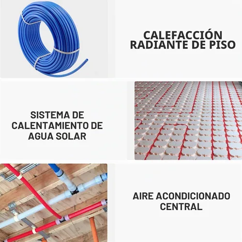 Vista 3 de Zelcan Tubería PEX de 1/2 pulgada, 2 rollos de bobina de manguera PEX-B de 300 pies, sin barrera de oxígeno, tubería de calor radiante (rojo + azul)