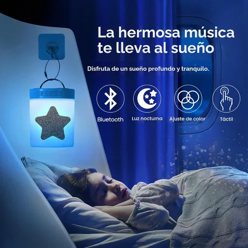 Vista 2 de Lámpara de Mesita de Noche Táctil - con Altavoz Bluetooth, Luz Nocturna de Color Regulable, Lámpara de Mesa para Exteriores con Control Táctil