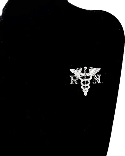 Vista 3 de Broche de etiqueta para enfermera, broche de RN, emblema de enfermera, para medicina, caduceo, ángel, regalo de enfermería para médico, enfermera