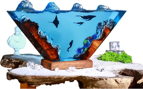 Vista 3 de Humpback Whale and Diver Night Lights, Manta Rays Epoxy Lamp, Epoxy Resin Table Lamp, Boho Home Decor Creative Personalized Gifts, Gift for Her Him