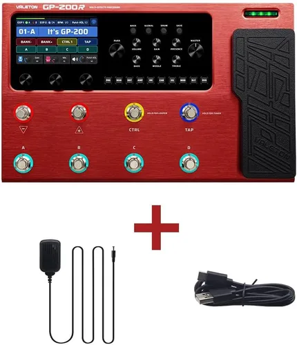 Vista 8 de Valeton GP-200R - Procesador Multi-Efectos Pedal Multi-Efectos para Guitarra Bajo con Pedal de Expresión, FX Loop, MIDI I/O, Modelado