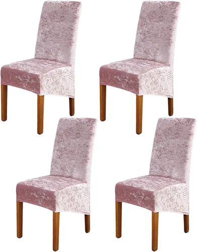 Vista 16 de Fundas para silla de terciopelo triturado, fundas protectoras elásticas y extraíbles para sillas XL, para comedor, ceremonia, banquete, boda Negro