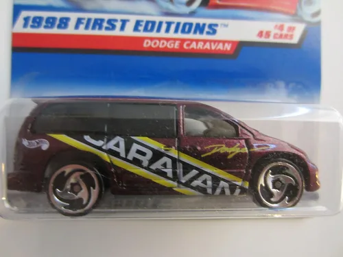 Vista 2 de Hot Wheels Mattel 1998 First Editions 1:64 Scale Purple Dodge Caravan Die Cast Car #004