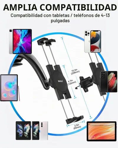 Vista 3 de Soporte universal para tablet de automóvil, 3 en 1, soporte universal para tableta con ventosa fuerte para salpicadero del automóvil, parabrisas