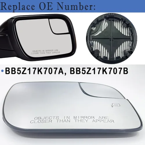 Vista 3 de Espejo lateral derecho compatible con Ford Explorer 2011 2012 2013 2014 2015 2016 2017 lado del pasajero Espejo calefactable BB5Z17K707A BB5Z17K707B