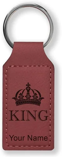 Vista 28 de Llavero rectangular, corona de rey, grabado personalizado incluido, Bambú
