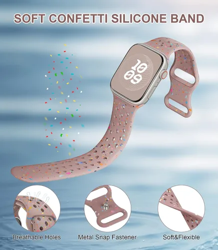 Vista 2 de Correas de silicona compatibles con Apple Watch Band de 1.496 in 1.575 in 1.614 in 1.654 in 1.732 in 1.772 in 1.811 in 1.929 in, correa deportiva