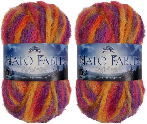 Vista 30 de JubileeYarn Halo Fables Yarn - 100g/Skein Bulky Polyester - North Wind Sun - 2 Skeins