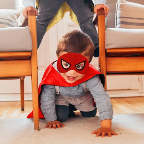 Vista 19 de Capa de disfraz para niños, capa de superhéroe con máscara y cintura, disfraces de Halloween y disfraces de fiesta