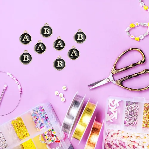 Vista 6 de MECCANIXITY Dije de Letras del Alfabeto de Doble Cara, para Hacer Collar, Pulsera, Pendientes, Joyería
