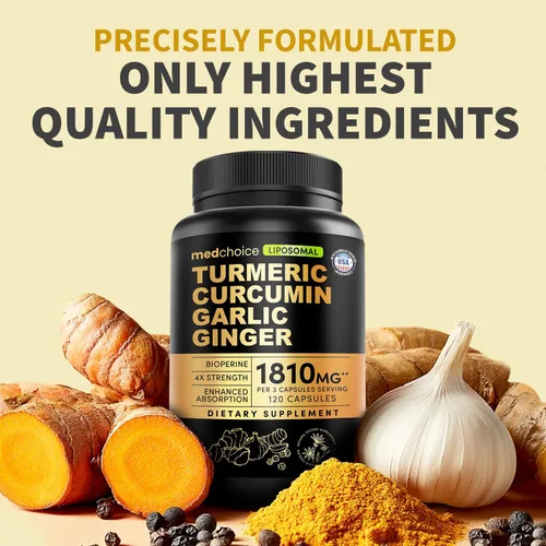 Vista 8 de Cúrcuma liposomal, suplementos de curcumina de alta absorción, mezcla sin OMG para comodidad digestiva y apoyo diario, suplemento de cúrcuma