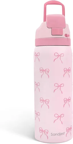 Vista 14 de Botella de agua de acero inoxidable con bandera estadounidense, aislada al vacío, tapa de botón, 32 onzas, regalos para patriota 4 de julio