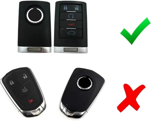 Vista 2 de iJDMTOY Exact Fit - Carcasa para llave de control remoto inteligente, color negro brillante, compatible con Cadillac ATS CTS DTS XTS Escalade
