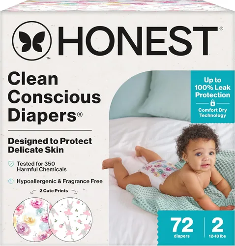 Vista 49 de The Honest Company Clean Conscious - Pañales para pieles delicadas, hasta un 100% a prueba de fugas, hipoalergénicos, sin fragancia, género neutro