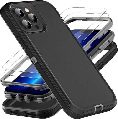 Vista 9 de YKHJKLEC para iPhone 13 Pro Max, funda militar grado 3 en 1 resistente a golpes/caídas/polvo con 2 piezas de protector de pantalla de vidrio
