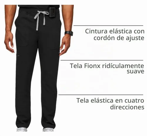 Vista 4 de Pantalones de limpieza tipo cargo FIGS Cairo, ajuste clásico de pierna recta BLK