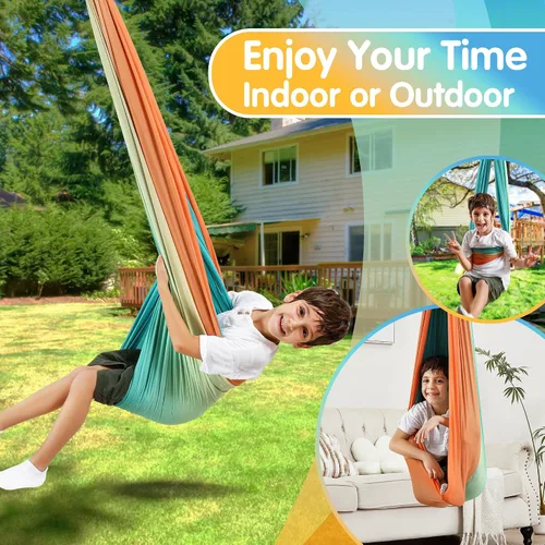 Vista 2 de Columpio Sensorial, Columpio Sensorial para Interior y Exterior para Niños y Adultos, Columpio de Abrazo de Doble Capa para Terapia para Niños