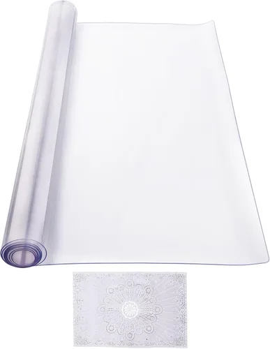 Vista 9 de VEVOR - Cubierta de mesa de plástico, 24 x 48 pulgadas, 2.0 mm de grosor, tapete de escritorio de PVC transparente protector, mantel de mesa