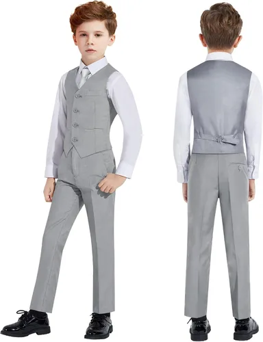 Vista 3 de Almighty Magic Boy's Formal Suits 5 Pieces Slim Fit Suit Set Dresswear Ring Bearer Outfit