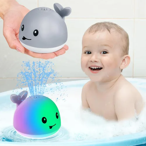Vista 8 de Gigilli - Juguete de baño de ballena, para bebés de 6 a 18 meses, rociador de agua iluminado de juguete, para niños pequeños de 1 a 4 años, regalos