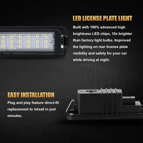 Vista 7 de D-Lumina Luces LED para matrícula, montaje de lámpara para Volkswagen VW Golf GTI MK4 MK5 MK6 MK7 CC Rabbit Polo EOS Phaeton Beetle Passat Scirocco