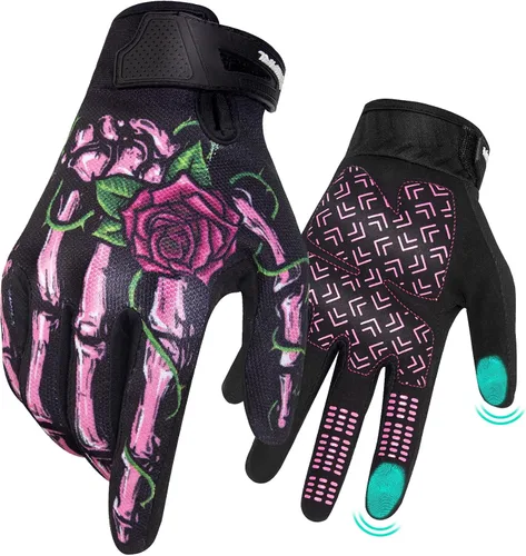 Vista 12 de Guantes de motocicleta RIGWARL para hombres y mujeres con función táctil, guante ligero para bicicleta de tierra antideslizante, guante de esqueleto