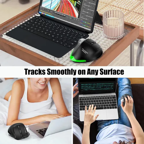 Vista 6 de TRELC Ratón Trackball Inalámbrico, Ratón Ergonómico con Bola Rodante con 4800 DPI/7 Botones Programables, Ratón de Control con Pulgar, Ratón Óptico