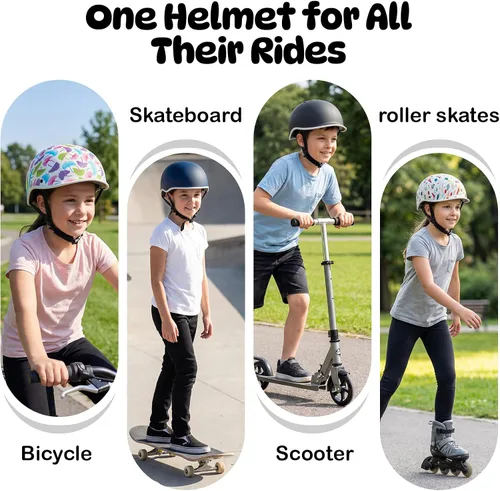 Vista 7 de TLAMEE Casco de bicicleta para niños con certificado CPSC, casco de seguridad ajustable para edades de 3 a 14 años, casco de bicicleta, monopatín