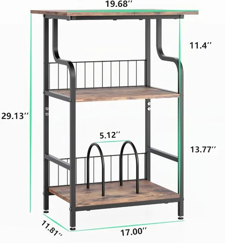 Vista 3 de Soporte para tocadiscos, mesa para tocadiscos de 3 niveles, almacenamiento de discos de vinilo con escritorio extragrande, mesa auxiliar para discos