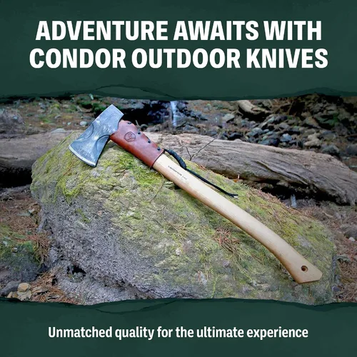 Vista 6 de Condor Tool & Knife - Cuchillo grande Huron Bushcraft - Hoja de acero de alto carbono 1095 - Construcción de espiga completa - Mango ergonómico