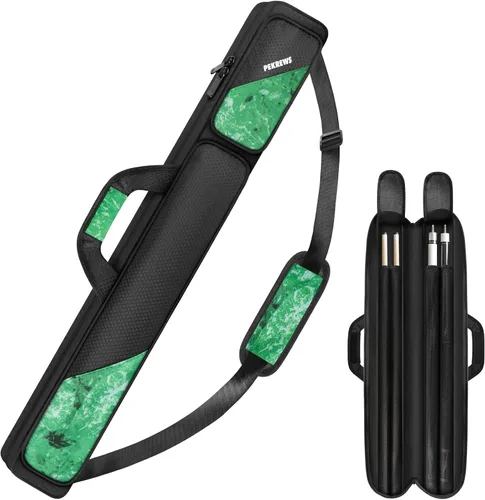 Vista 22 de Estuche para taco de billar, estuche para palos de billar 2x2 con capacidad para 2 palos con 2 bolsillos con cremallera para accesorios, bolsa