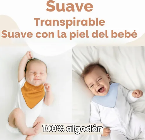 Vista 3 de Paquete de 8 baberos de muselina 100% algodón, baberos ajustables para bebés de 0 a 36 meses, niños y niñas
