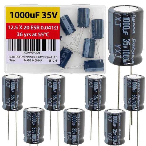 Vista 10 de 100uF 50V 8X11.5mm Rubycon Electrolytic Capacitor Low ESR 0.17Ω Long Life 36yrs at 55 Degree C mfd mircofarad Micro Farad C Radial Lead Aluminum