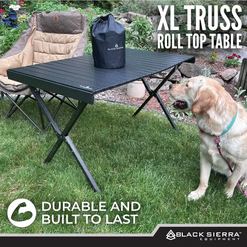 Vista 8 de Black Sierra XL - Mesa de camping portátil plegable, mesa ligera para uso en interiores y exteriores, para picnic y fiesta de campo, bolsa