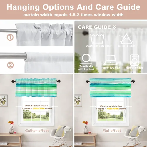 Vista 93 de Shrahala Orange Autumn Autumn Blackout Curtain Tiers, Fall Kitchen Valance Light Blocking Tier Drapes with Rod Pocket, 2 Pack 26 X 24 in