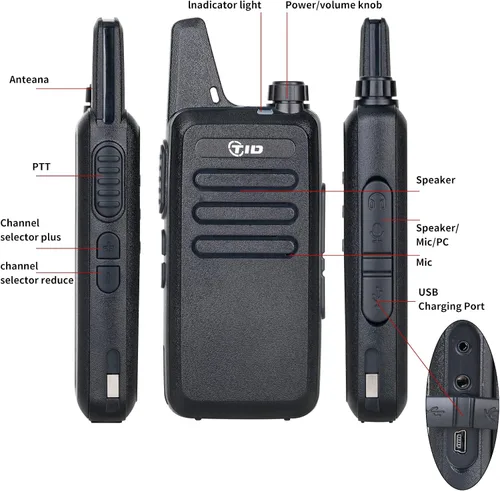 Vista 9 de TID RADIO TD-M8s Walkie Talkies para adultos, radio bidireccional de largo alcance, radios FRS VOX sin licencia, walkie talkies recargables de 2