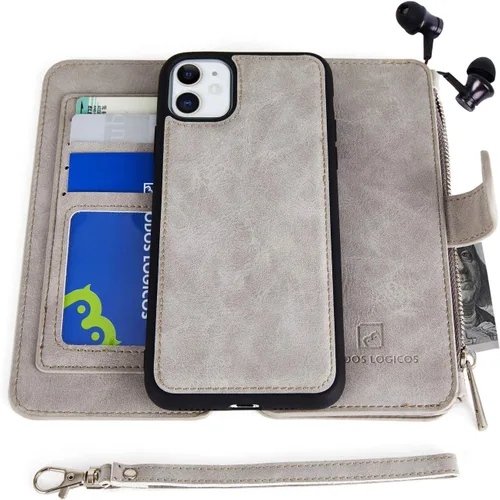 Vista 34 de MODOS LOGICOS Funda para iPhone 11, cartera desmontable, 2 en 1, almacenamiento en efectivo con cremallera, hasta 14 ranuras para tarjetas, 1 Negro