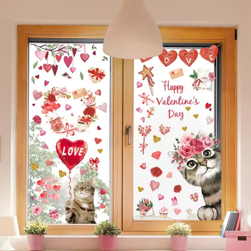 Vista 7 de Denylo pro Calcomanías para puerta del día de San Valentín, decoración de corazón de San Valentín, se aferra a la puerta, extraíble, romántico